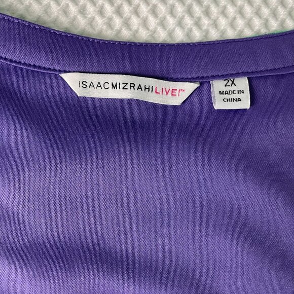 Isaac Mizrahi Live Womens Shirt Large Purple Shell with Green Lace Overlay 2X - Picture 13 of 13